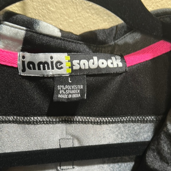 Jamie Sadock Black and White Top with Pink Accents - Picture 2 of 5